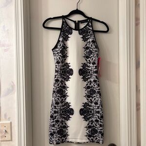 B Darlin Black and White Floral Mini Dress